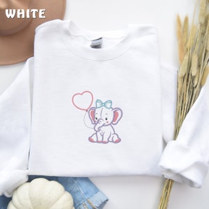 Embroidered Elephant Sweatshirt, Elephant Lover Sweater, New Mom Crewneck, Mother&#39;s Day Sweatshirt, Animal Lover Sweatshirt, Cute Elephant