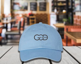 Gorra de béisbol bordada con la frase "Dios es bueno", gorra cristiana, gorra con "Dios es bueno siempre", gorra religiosa para mujer, gorra con versículo bíblico, gorra con Jesucristo