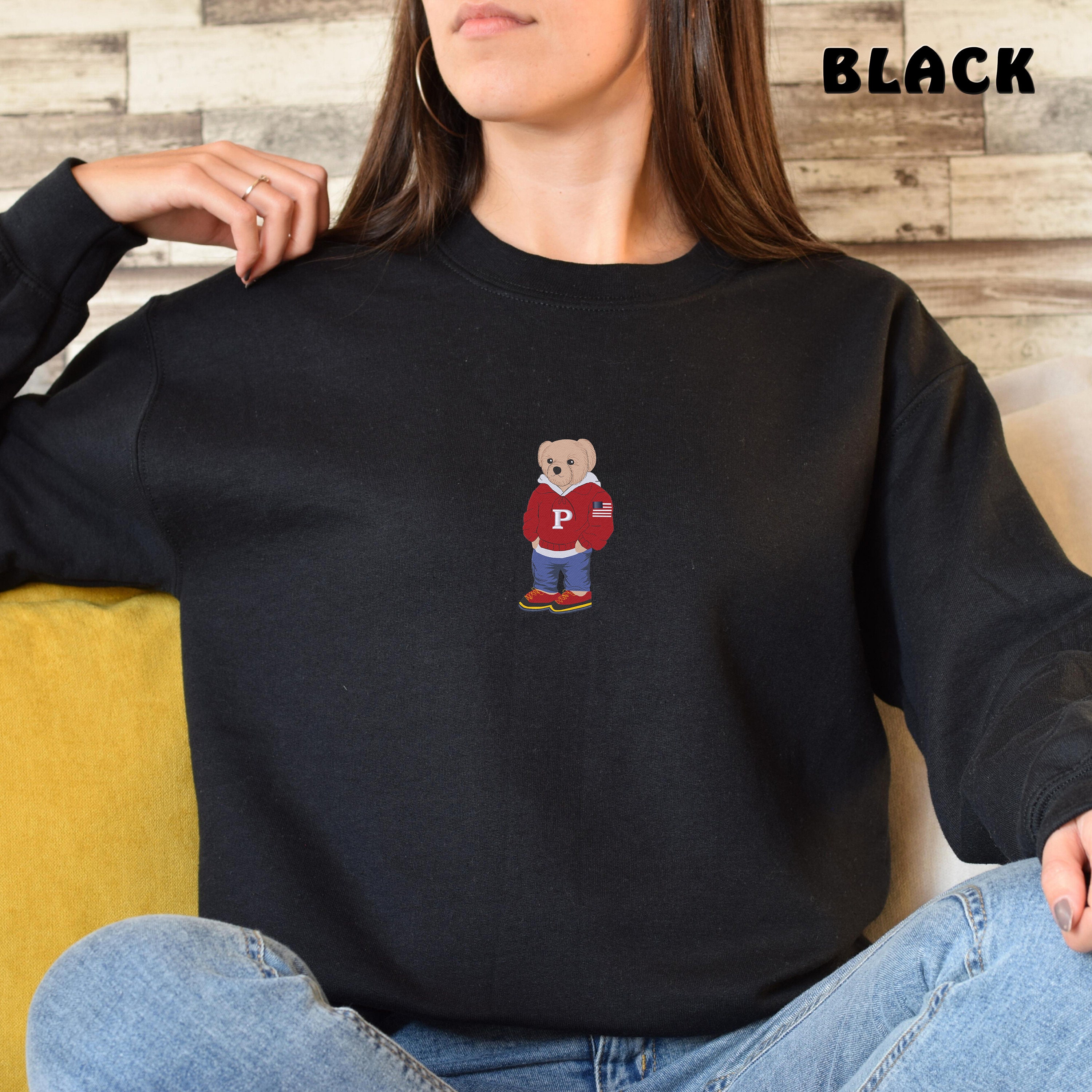 Embroidered P Bear Sweatshirt, Cute P Bear Shirt, Bear