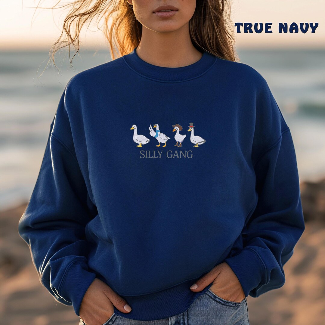 Silly Gang Embroidered Sweatshirt, Goose Bumps Sweatshirt, Silly Goose ...