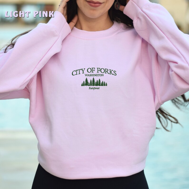 Embroidered Rainforest City of Forks Washington Sweatshirt, National