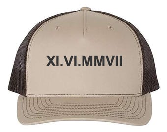 Embroidered Custom Roman Numerals Richardson Cap, Personalized Roman Numerals Hat, Roman Date Cap, Anniversary Date Hat, Custom Couple Cap