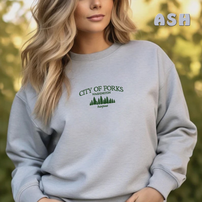 Embroidered Rainforest City of Forks Washington Sweatshirt, National
