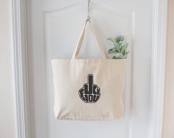 Bolsa de tela bordada "Fuck You", bolsa sarcástica "Fuck You", bolsa ofensiva, bolsa humorística "Fuck You", bolsa con humor para adultos, bolsa ofensiva genial