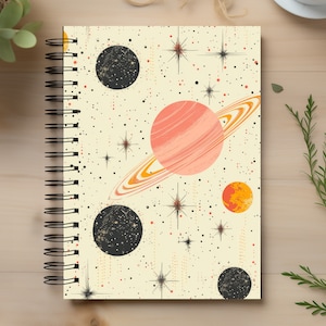 Pink Saturn and Universe Spiral Notebook | Celestial Design | Astronomy & Astrology Chic