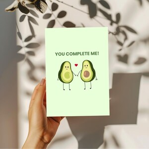 Lustige vegane Grußkarte – “You complete me!” – Printable Karte zum Ausdrucken – Nachhaltige digitale Karte mit veganem Spruch