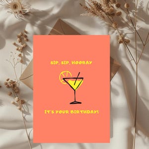 Digitale Grußkarte Geburtstag Sommer | Printable Birthday Card | Geburtstagskarte DIY Druck | Drink