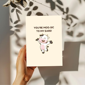 Cartão de felicitações vegano engraçado – “Você é muuuuito legal para os meus ouvidos!” – Cartão para impressão – Cartão digital sustentável com dizer vegano
