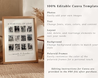 Custom Polaroid Photo Frame Anniversary Template, Anniversary Gift, 1st  Anniversary Gift, Personalized Photo Frame, Year Anniversary Gift