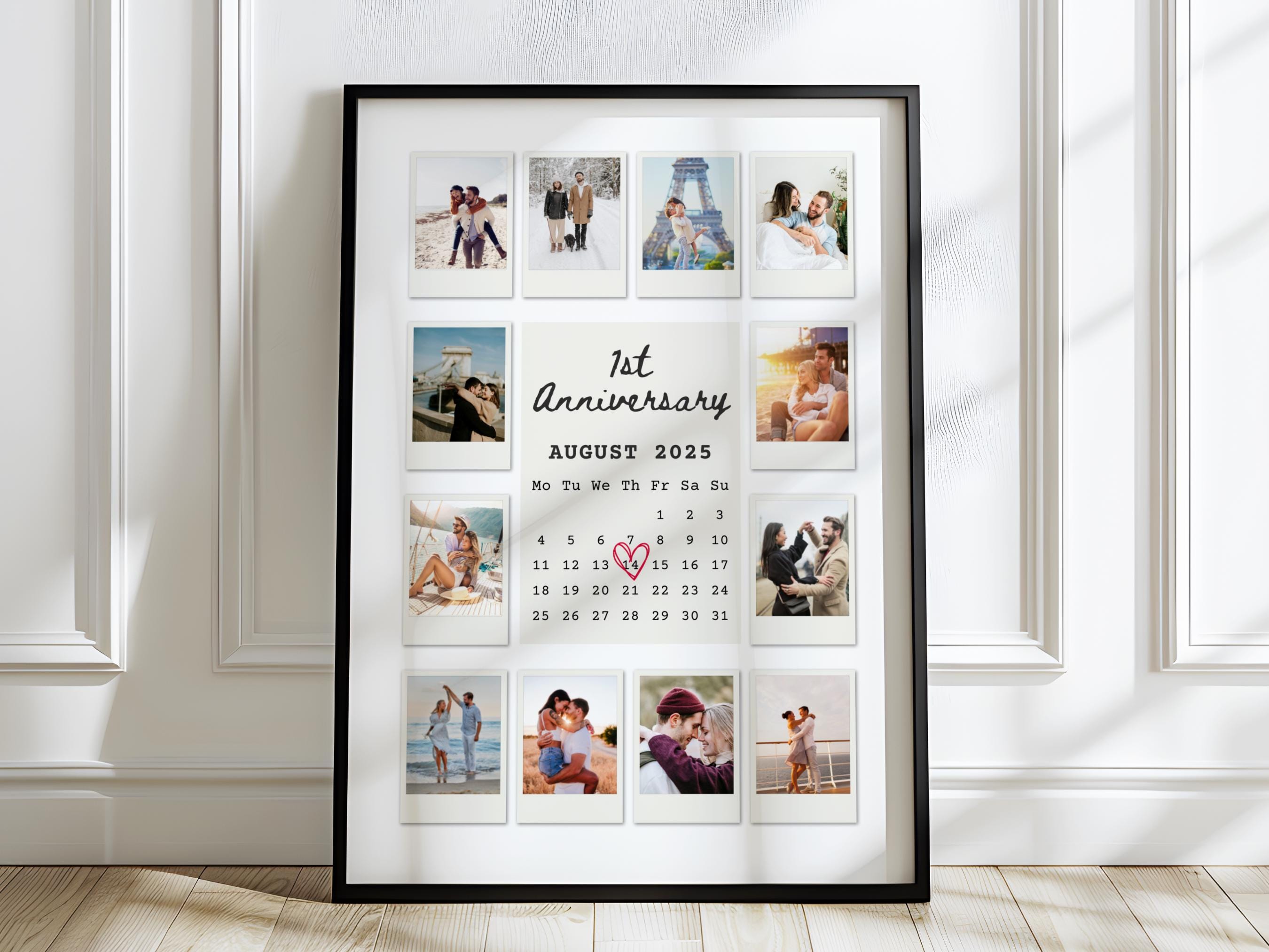 Anniversary Polaroid Collage Template, Custom Polaroid Photo Frame, 1st Anniversary Gift, Printable Anniversary Gift for Boyfriend, Canva