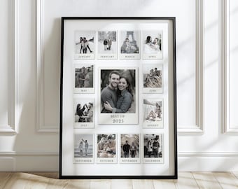 Custom Polaroid Christmas Year in Review Photo Collage Template, Editable Holiday Family Photo Collage Gift, Christmas Gift, Canva Template