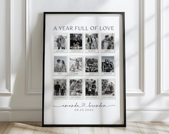 Custom Polaroid Photo Frame Anniversary Template, Anniversary Gift, 1st Anniversary Gift,  Personalized Photo Frame, 1 Year Anniversary Gift