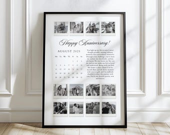 Custom Polaroid Photo Collage Template, Personalized Photo Frame, First Wedding Anniversary Gift for Couples, 1st Anniversary Gift, Canva