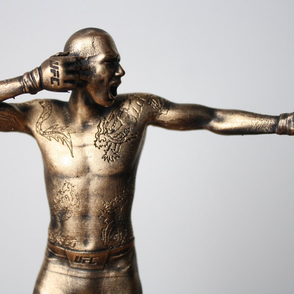Sculpture 3D ALex Pereira Poatan combatant MMA et champion de l'UFC Version Or