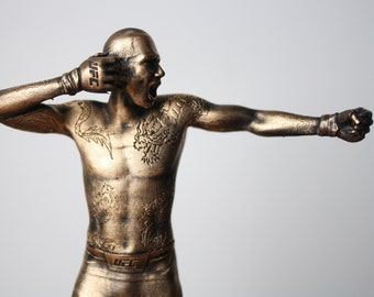 Sculpture 3D ALex Pereira Poatan combatant MMA et champion de l&#39;UFC Version Or