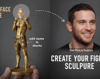 Statue UFC 3D Personnalisée avec visage Peinte Main Idée Cadeau Fan Sport Combat