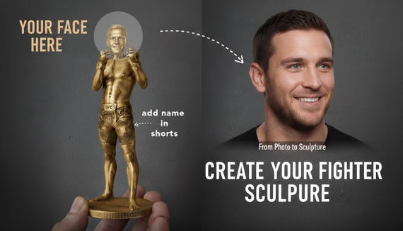 Statue UFC 3D Personnalisée avec visage Peinte Main Idée Cadeau Fan Sport Combat
