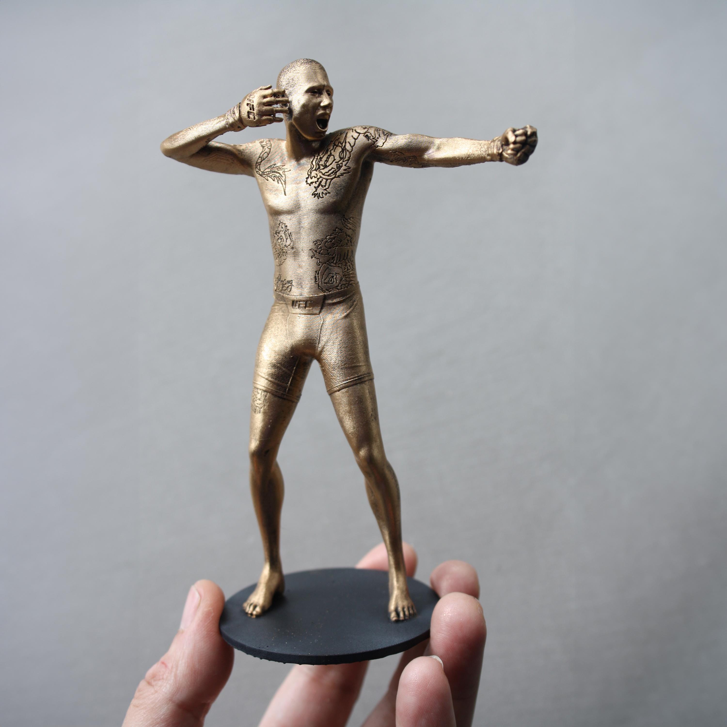Sculpture 3D Alex Pereira Poatan combattant MMA et champion de l'UFC légendes Brésil