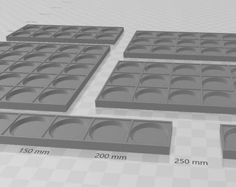 25 mm bewegingsvak voor ronde voetstukken met vierkante markeringen