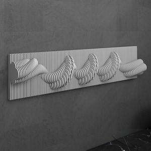 Peut inclure: Un radiateur mural blanc moderne avec un design unique en forme de vague. Le radiateur est composé d'une série de cercles qui se chevauchent pour créer un motif fluide.