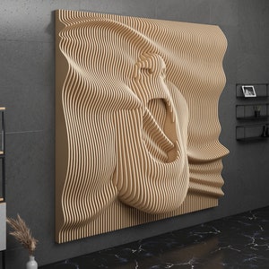 Parametric Art Wooden · Wavy Wooden Wall Decor · 3D Print CNC Router Cutting File · Parametric Design Face