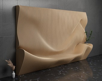 Parametric Art Wooden · Wavy Wooden Wall Decor · 3D Print CNC Router Cutting File · Parametric Wall Panel