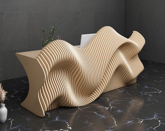 Parametric Art Wooden · Wavy Wooden Furniture · 3D Print CNC Router Cutting File · Parametric Office Desk