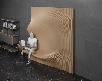 Parametric Art Wooden · Wavy Wooden Wall Decor · 3D Print CNC Router Cutting File · Parametric Wall Panel