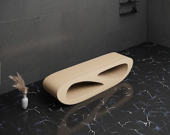 Parametric Bench Design Wavy Wooden  - Modern Office and Home Furniture  - 3D Art CNC Router Cutting Machine File