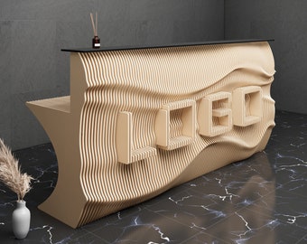 Parametric Logo Design Wavy Wooden Parametric Office Desk and Interior Furniture - 3D Art CNC Router Cutting Machine File
