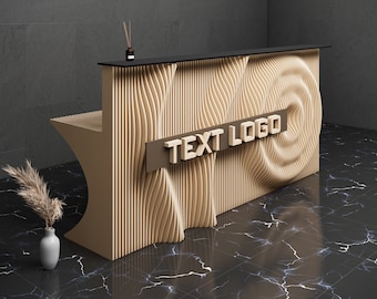 Parametric Logo Design Wavy Wooden Parametric Office Desk and Interior Furniture - 3D Art CNC Router Cutting Machine File