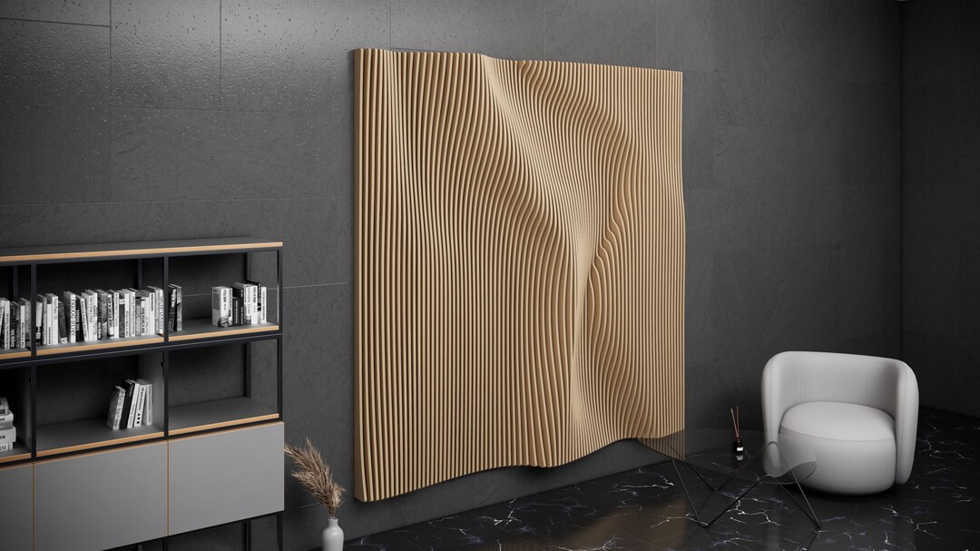 Parametric Art Wavy Wooden - Interior Wall Decor and Modern Furniture ...
