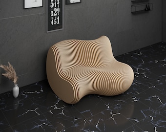 Parametric Sofa Design Wavy Wooden - Modern Furniture  - 3D Art CNC Router Cutting Machine File