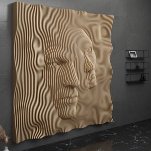 Parametrische muurkunst - Golvend houten parametrisch ontwerp en modern meubilair - 3D-geprint snijmachinebestand