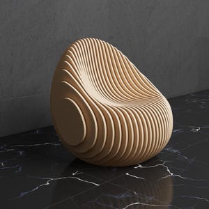 Modelo de silla de madera ondulada con diseño paramétrico - Muebles modernos de interior - Archivo de fresadora CNC 3D Craft