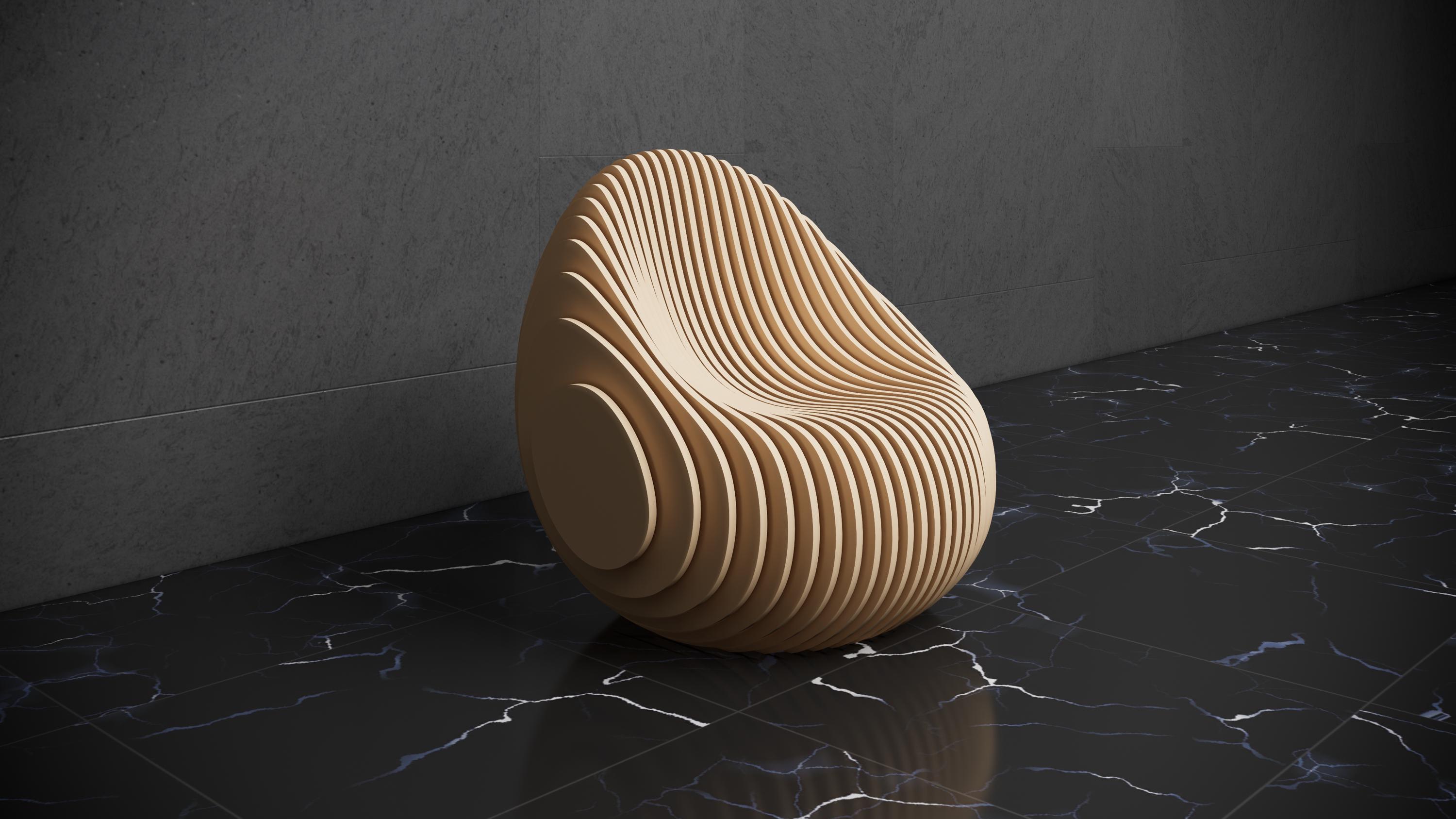 Parametric Design Wavy Wooden Art Chair Model - Interior Modern Furniture  - 3D Craft CNC Router File