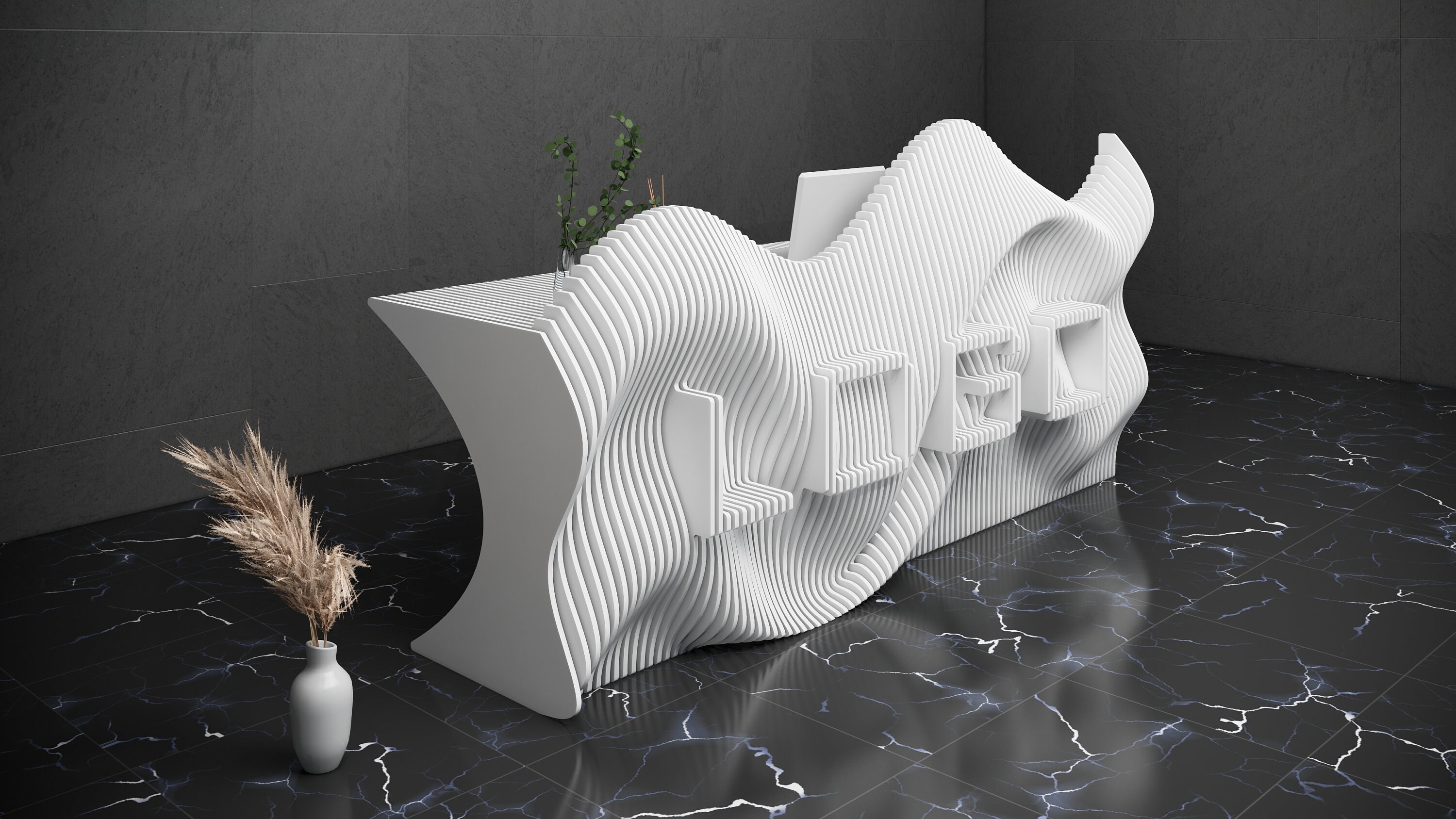 Parametric Logo Design Wavy Wooden Parametric Office Desk and Interior ...