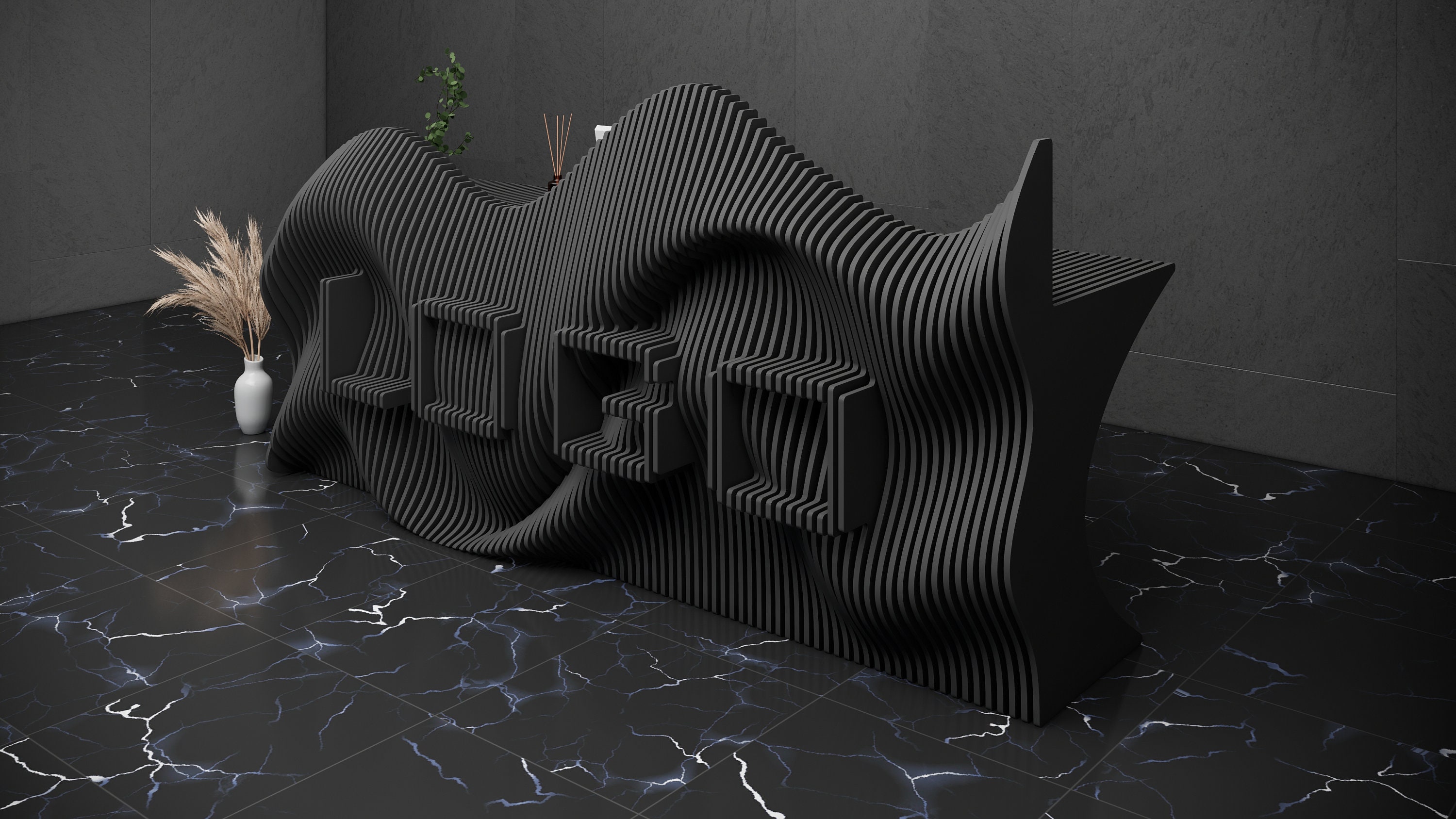 Parametric Logo Design Wavy Wooden Parametric Office Desk and Interior ...