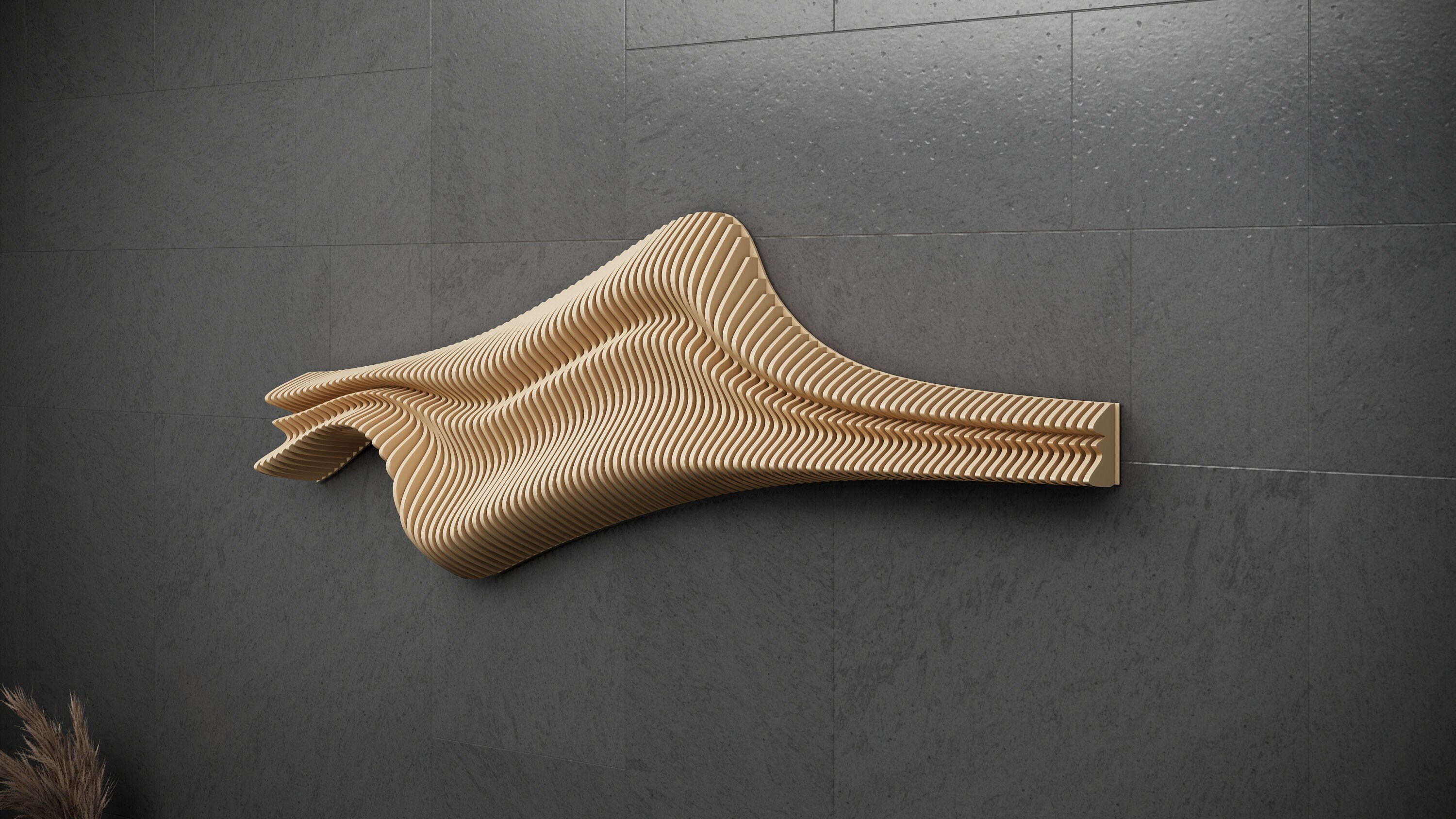 Parametric Design Wavy Wooden Wall Art and Modern Furniture for Wall ...