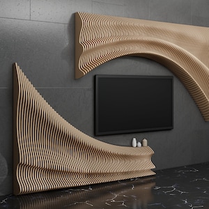 Parametrische gewellte Holz Tv-Einheit Regal Tv-Panel Design, Parametrische Möbel - CNC-Fräser Schneidemaschinendatei