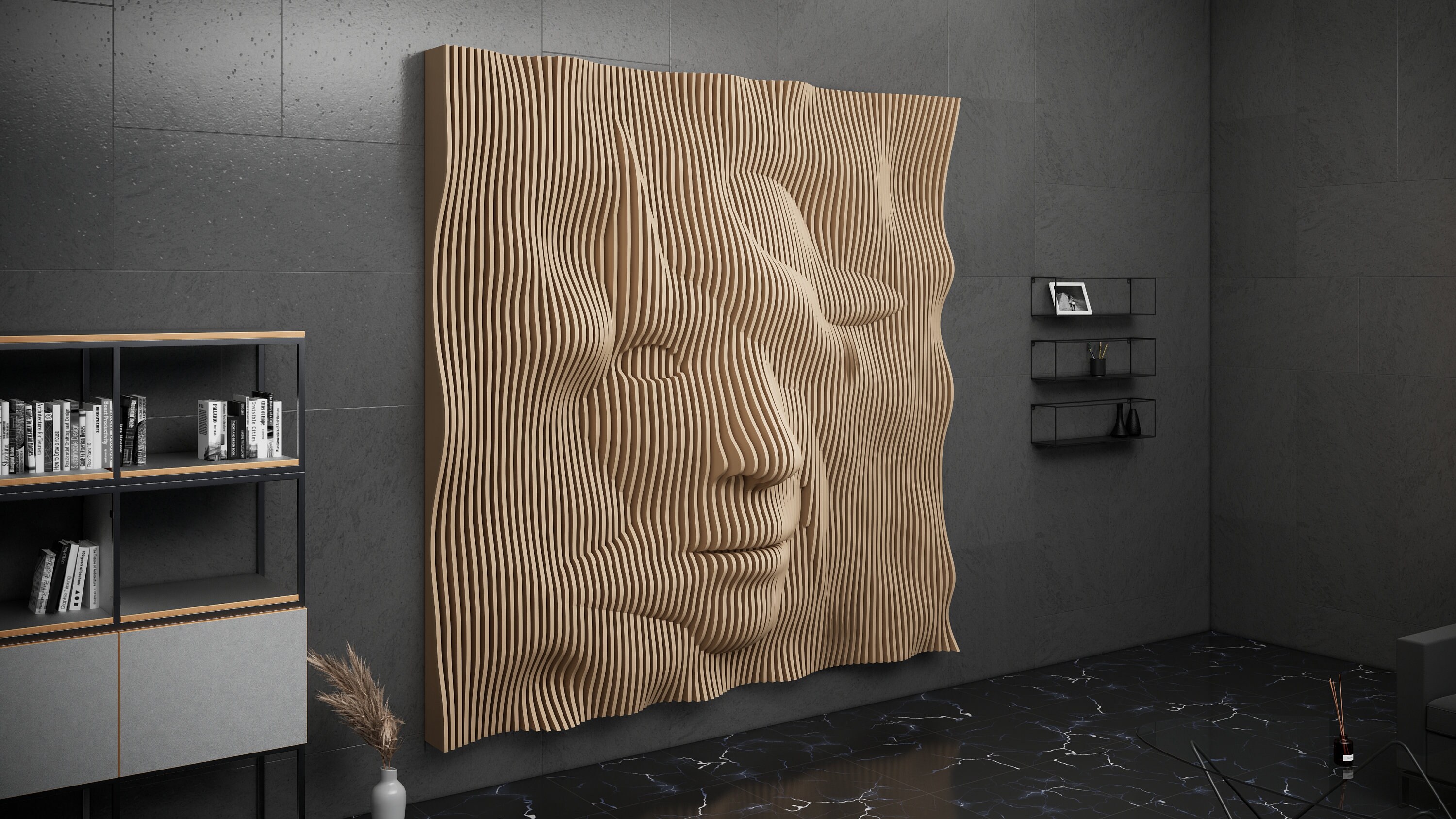 Parametric Art Wavy Wooden - Interior Wall Decor and Modern