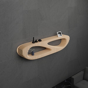 Parametric Wall Art Wavy Wooden Shelf Decor & Modern Furniture Design - 3D Printed Cutting Machine File