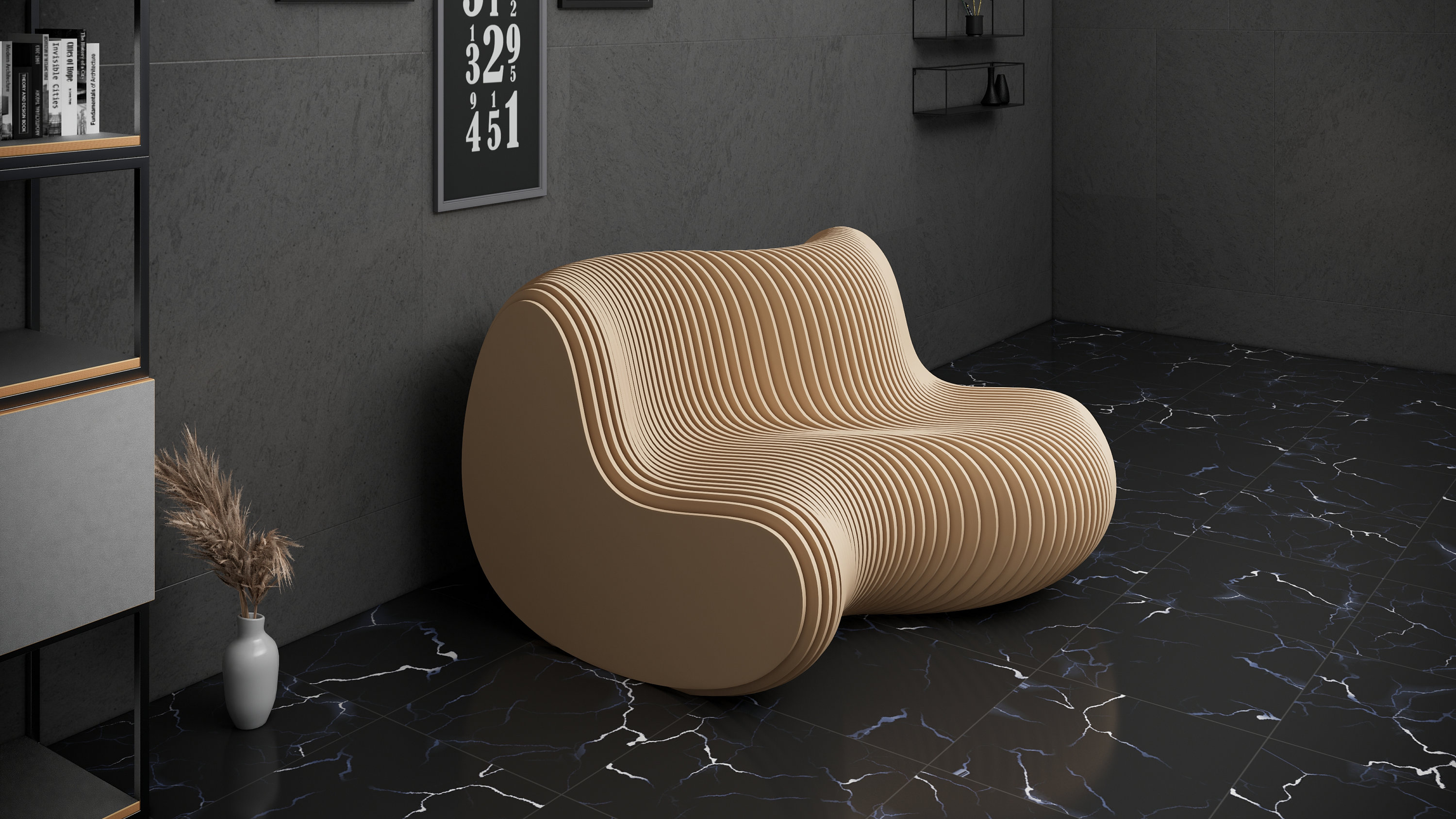 Parametric Sofa Design Wavy Wooden - Modern Furniture - 3D Art CNC ...