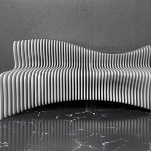 Parametric Art Wavy Wooden Sofa Design & Modern Furniture Design - 3D ...