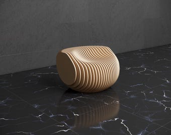 Parametric Design Wavy Wooden Art Chair Model - Interior Modern Furniture  - 3D Craft CNC Router File