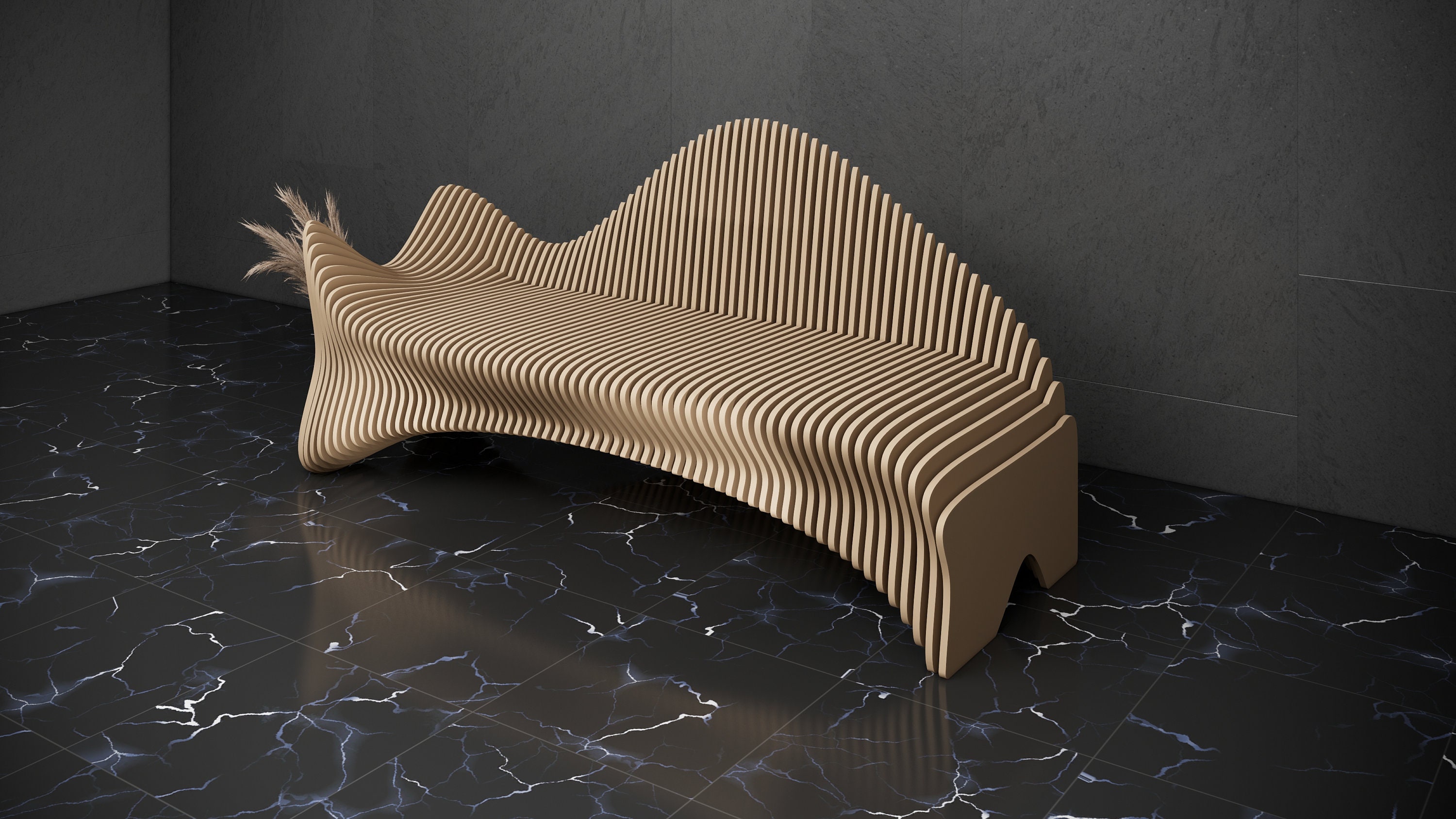 Parametric Sofa Design Wavy Wooden - Modern Office and Home Furniture ...