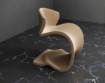 Parametric Design Wavy Wooden Art Chair Model - Interior Modern Furniture  - 3D Craft CNC Router File