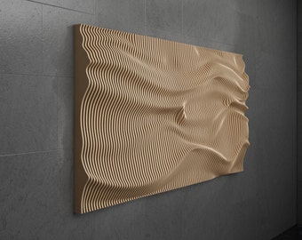 Parametric Design Wavy Wooden Wall Art and Modern Furniture - Parametric DXF,DWG - CNC Router Cutting Machine File