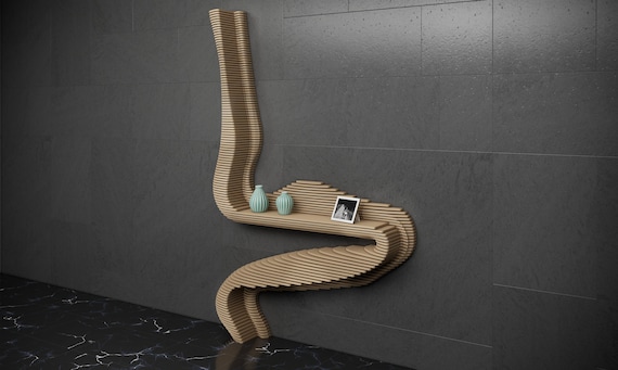Wavy Wooden Shelf Decor Parametric Furniture Design, Handcrafted Wall Art Decor - 3D Craft CNC Router File