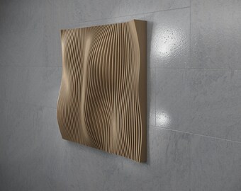 Parametric Wall Art Wavy Wooden Wall Decor & Modern Furniture Design - 3D Print CNC Cutting File